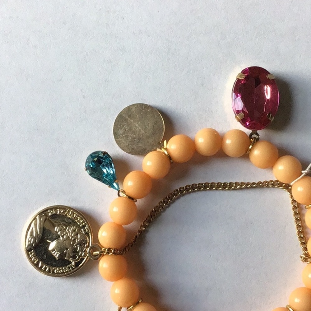 Radiant Orange and Gold Tone Charm Stretch Bracelet - NWT - Picture 3 of 5